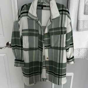 Banana Republic Green and White Plaid Flannel Jacket